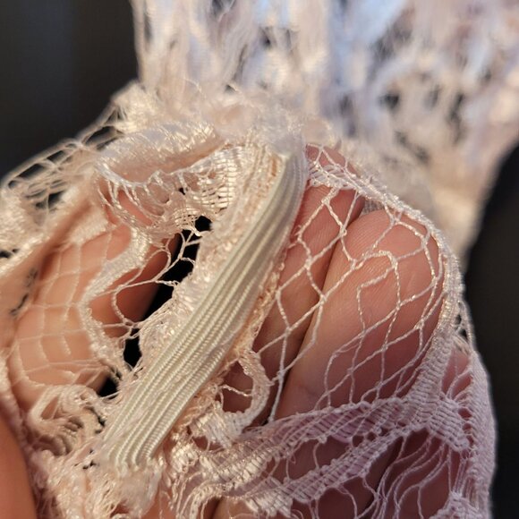 Vintage Pink Lace Blouse Top Surplice Sheer Drop Waist Sugar Free - Picture 7 of 11